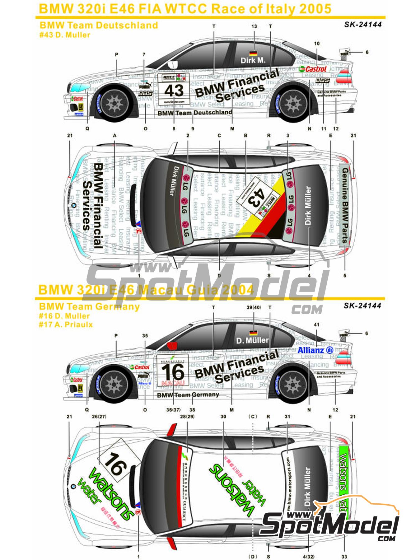 BMW 320i E46 BMW Team Deutschland Team - World Touring Car Champioship  (WTCC) 2005, Guia Race of Macau. Marking / livery in 1/24 scale  manufactured by